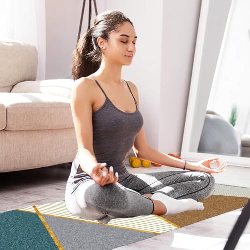 Image of ishro home Polyester Premium Rectangular Kitchen Mats For Floor Anti Slip | Machine-Washable |Waterproof| 2 Pcs Set| (18 X 55 + 18 X28 Inches) (Aurora)