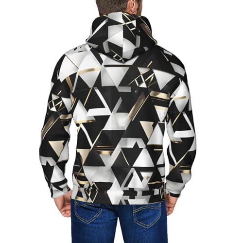 Sweat à fermeture éclair imprimé triangle or et noir pour homme au style géométrique soigné - 3
