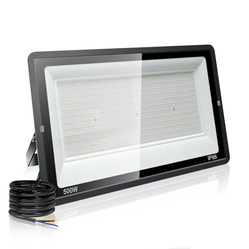 led strahler außen 500W Superhell Außenstrahler,IP66 Wasserdicht LED Fluter 50000LM Flutlicht led aussenstrahler 6000K Kaltweiß LED Außenstrahler...