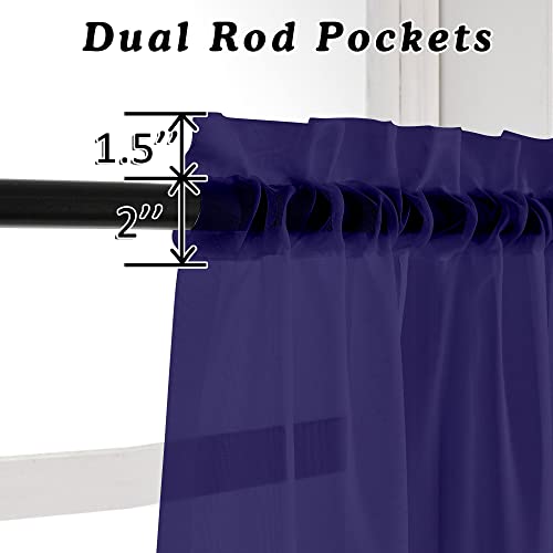 Image of OVZME 2 Pieces Sheer Curtains 96 Length Window Treatments, Voile Drapes Light Airy Window Decor for Patio Door Living Room Bedroom, Each W42 X L96 inches, Purple