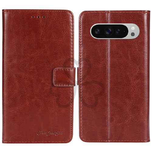 TienJueShi Brown Book Stand Retro Flip Leather Protector Phone Wallet Gel Cover Etui TPU Silicone Case For Google Pixel 10 Pro X