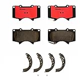 Premium Front Brake Pad Set Ceramic Rear Shoes Kit For Toyota Tundra V6 V8 DOHC Naturally Aspirated...