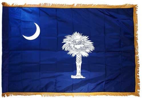 South Carolina State Flag 3x5ft Nylon with Indoor Pole Hem and Fringe