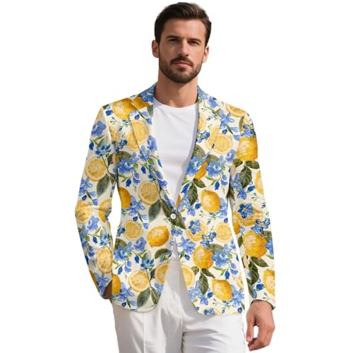 Men's Casual Blazer with Lining Slim Fit Lapel One Button Suit Jackets Lightweight Business Sports Coats S-5XL