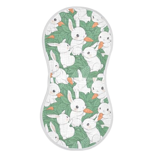 xigua Kawaii Rabbits Baby Burp Cloths for Newborn Boys and Girls 4 Pack, Soft & Absorbent Cotton Baby Burp Cloth, Baby Washcloths, Newborn Towel, Burp Rags