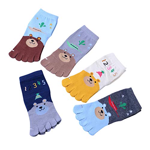 Petyoung Kids-Children Cotton Toe Socks, Fuzzy Socks Cute Five Finger Winter Kids Socks 3-12 Years