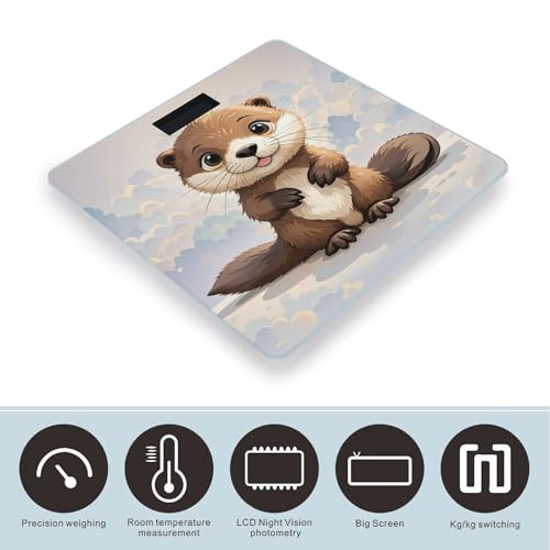Balance Digital de Baño con Diseño de Nutrias Marrones miniatura 3