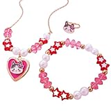 Azusa Sun Heart Photo Locket Hold Picture Pendant Necklace for Women Cute Cartoon Cat Flower Mushroom Heart Necklace Bracelet Ring Souvenir Memorial Jewelry Set - Red