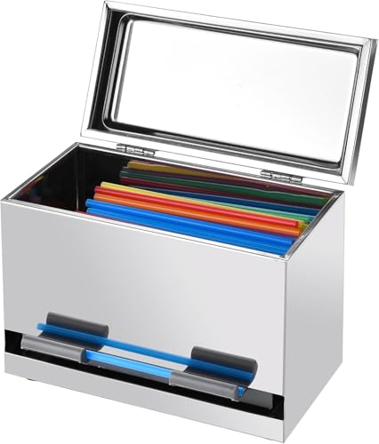 HEYOUTH Strohhalmspender,Strohhalm-Spenderhalter aus Edelstahl,Trinkhalm-Aufbewahrungsbehälter,mit Metalldeckel,ür Restaurant, Zuhause, Bar, zur Aufbewahrung von unverpackten Strohhalmen