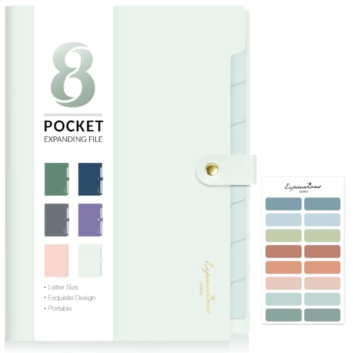 Image of Sooez Elegant Accordion File Organizer, 8 Pocket Expanding File Folder