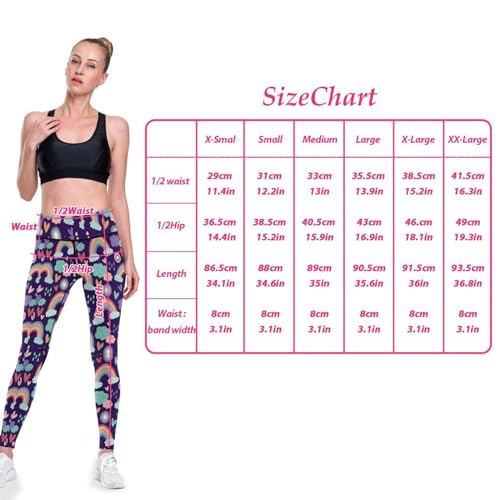 KLL Calça feminina estilo boho arco-íris roxa perna reta ioga PP, Estilo boho arco-íris roxo, M