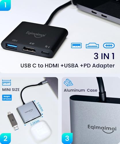 Image of USB c to hdmi Adapter with HDMI 2.1,8K@60 /4K120Hz, 3in1 Portable Travel TV Dock with USB3.2 and PD 100w Charger Compatible for Steam,MacBook,Laptops,IPAD,Mobile Phone.