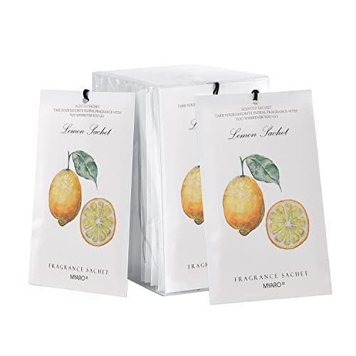MYARO Fresh Lemon Scented Sachets for Drawer and Closet, Long-Lasting Sachets Bags, Home Fragrance Sachet for Lover, Pack of 12