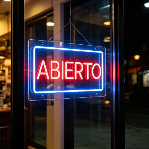 Image of ABIERTO Spanish Open Neon Sign, 5V USB Home Lighting, Modern Decor, Stylish Lighting, Business Open Sign for Bar Restaurant Coffee Salon Store