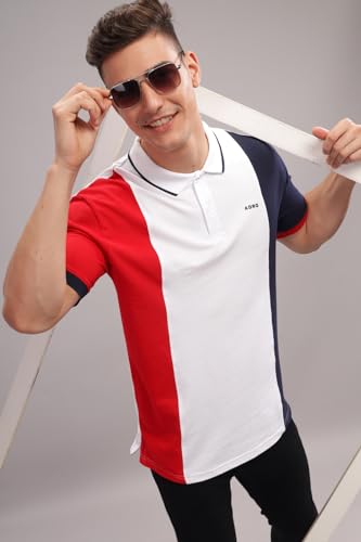 Image of ADRO Men's 100% Cotton Regular Fit Polo T-Shirt