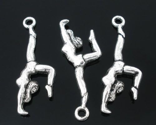 PEPPERLONELY 30pc Antiqued Silver Alloy Gymnast Charms Pendants 30x10mm (1-3/16"x 3/8") - Image 3