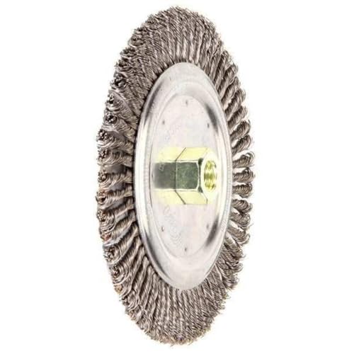 Weiler 09000 Roughneck 7" Root Pass Weld Cleaning Brush, .020" Steel Wire Fill, 5/8"-11 Unc Nut, Made in the USA, 56 Knots image 3