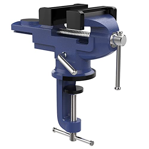 Nuovoware Largeur de Mâchoire 62,5mm Étaux d'Établi, Étau avec Base Pivotante à 360 Degrés, Mâchoire Trempé Robuste et Antirouille, Pince de Table pour Travail du Bois Travail des Métaux Sciage - Bleu Cover