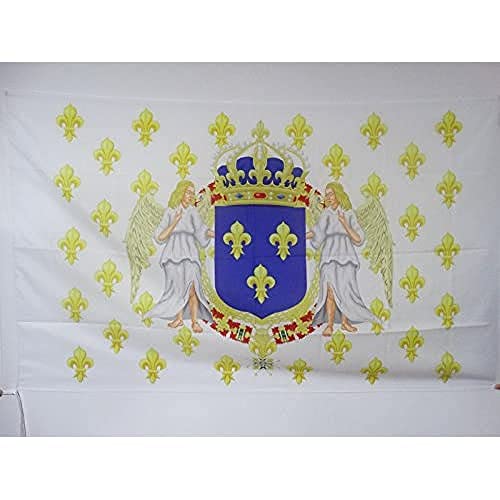 AZ FLAG - Drapeau Royaume de France Anges - 150x90 cm - Drapeau Royaliste Français Fleur De Lys 100% Polyester Avec Fourreau et cordelette - Pavillon 110 g