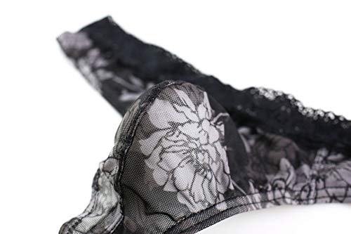 Men's Lace Thong Sexy Allure Underwear Low Rise T-Back 3 Pack2