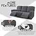 ULTICOR Velvet 8-Pieces Recliner Sofa Covers Stretch Reclining Couch Covers for 3 Cushion Reclining Sofa Slipcovers Furniture Covers Thick Soft Washable (3 Seater Recliner Cover, Dark Gray)