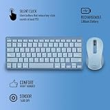 NGS Fantasy Kit Blue -Combo Hiszpański Język Klawiatura i mysz QWERTY Akumulator Bezprzewodowy Cichy, Multifunkcyjny (2,4 GHz/BT1/BT2), 12 klawiszy multimedialnych, dpi regulowany, kompatybilny z