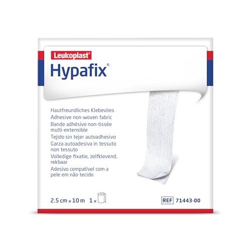 Hypafix Wide Area Fixation - Soft Flexible Breathable Wide Area Fixation for securing Wound dressings and Devices - Can Easily be Cut to Size - White - 2.5cm x 10 m 1 Roll