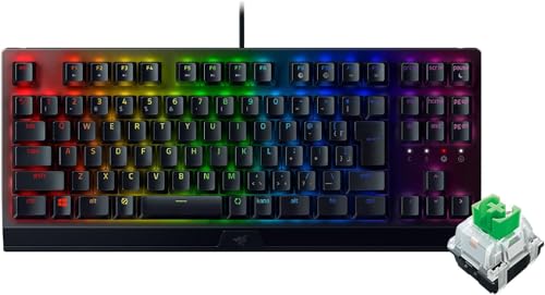 �Q�[�~���O�L�[�{�[�h �e���L�[���X BlackWidow V3 Tenkeyless JP - Green Switch ���J�j�J�� �O���[���� �N���A�n�E�W���O Chroma RGB ���ϋv�A���~���g�b�v�v���[�g �󎚂̏����Ȃ�ABS �L�[�L���b�v ���{
