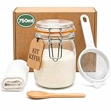 IMPORTANTE - El producto no incluye el kéfir. El contenido corresponde únicamente al conjunto de accesorios mostrado en la imagen, con tarro de cristal, colador, cuchara, paño y caja, para evitar confusión en la compra del kit.