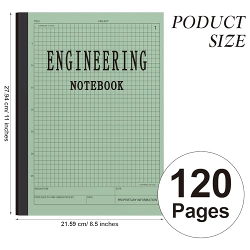 Motiskyy JAO-MOTISKYY-0256 5 Pcs Engineering Notebook 120 Pages Grid Format 8.5 Inch X 11 Inch Paperback Graph Paper Composition Notebook Graph Paper Notebook thumb #2