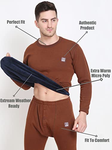 Image of Mens Thermal Basic Set for Winter wear (Upper+Lower)| Round Nack | Long Sleeve | Fit to Comfort | Extra Warm in Side Layer | Authentic Product | for Chilled Weather Thermal |