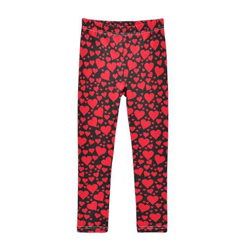 Red Hearts Black Girl's Leggings for Kids Toddler Girls Sweatpants Legging Pants Ballet Tights 4T