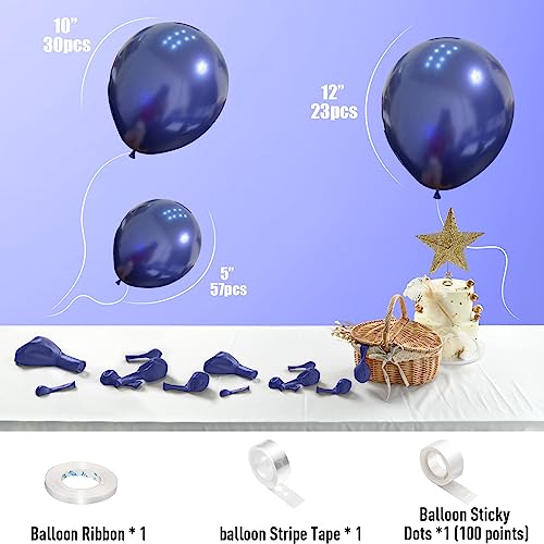 Image of Navy Blue Balloons Different Sizes, 113 Pcs 12 /10 /5 Inch Dark Blue Balloon Arch Garland Kit, Matte Navy Night Blue Helium Latex Balloons Set for Men Birthday Baby Shower Christening Party Decorations