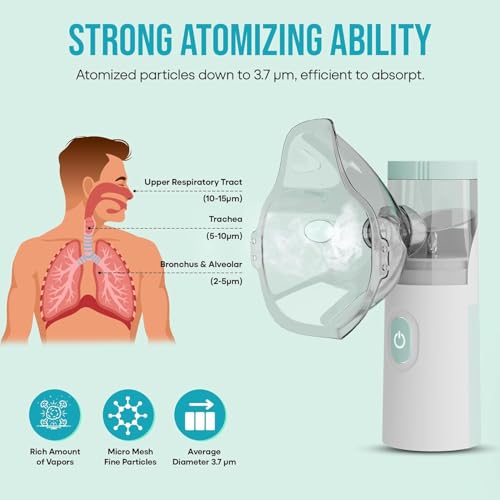 Image of Umite Chef Portable Mesh Nebulizer Machine for Adults & Kids | Rechargeable Handheld Steam Inhaler | Silent Mini Nebulizer for Asthma, Cough, Breathing Therapy | USB Powered - Light Green