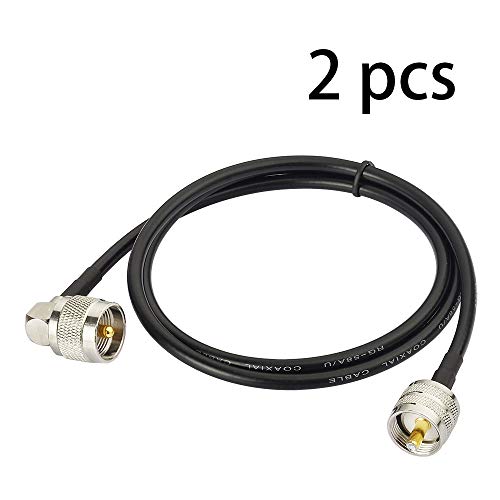 Superbat PL259 RG58 CB Patch Lead 90cm 50ohm UHF Male to Male Right Angle Ham Radio HF Coax Cable for HF VHF CB Radio SWR Meter - Image 4