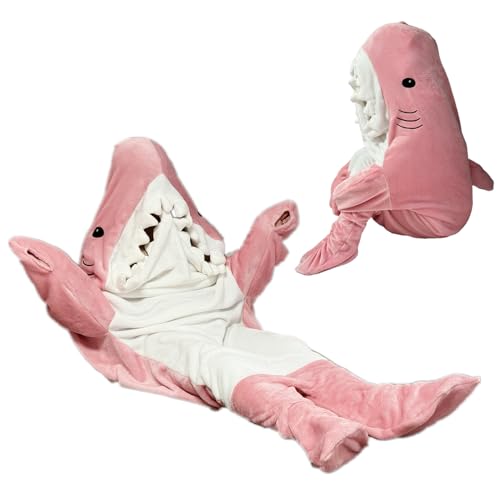 Image of Pink Shark Blanket for Adults and Kids - Sleeping Bag, Onesie Cosplay Costume, Gifts (M, Please Refer to Size Chart Before Purchasing)