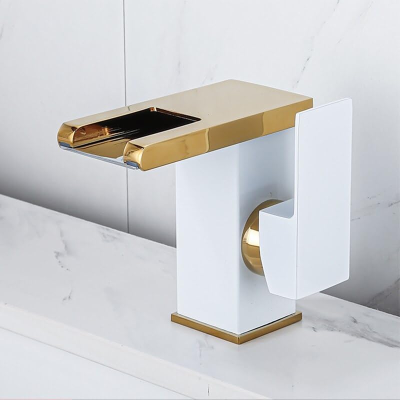 Grifo de cascada LED con sensor de temperatura y mezcla de agua fría y caliente para lavabo