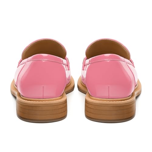 Image of JUSTDANNI Loafers for Women Slip On Shoes with Round Toe 1.2-Inch Low Chunky Block Heel Patent Comfortable Casual Dress Pump Shoes for Wedding Party Work Shopping Dating