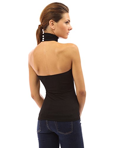 PattyBoutik Women Halter Turtleneck Open Back Blouse (Black Large) - Thumbnail 2