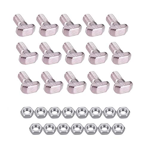 Tornillos M6 x 16 mm T-Slot con tuercas, Perno de tornillo de tuerca de acero al carbono ISO 30 Series 15Sets