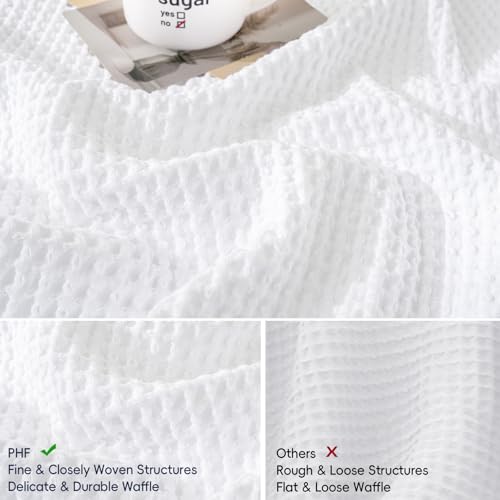 Housses de coussin 66 x 66 cm coton gaufré blanc lit et canapé