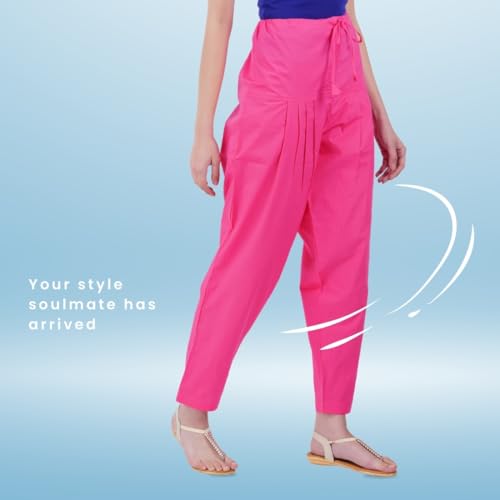 Image of Happy Bunny Salwar Pant - Modern Style Pure Cotton for Women - Ethnic Semi Patiala Trouser - Office,Home - All Day Comfort Wear with Drawstring