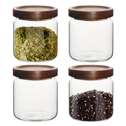 16oz Glass Airtight Food Storage Jars with Acacia Wood Lid - Kitc...