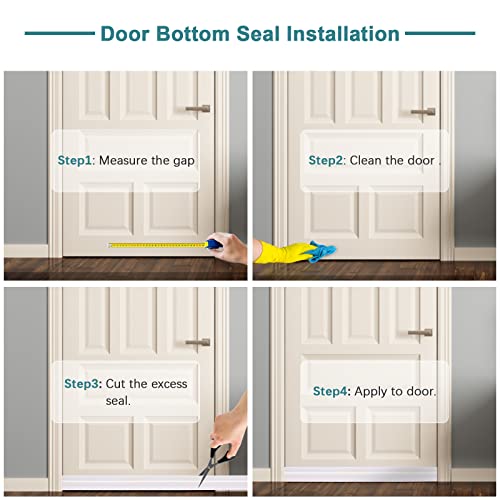 Image of Vinabo Door Sill Gasket, Rubber Self Adhesive Door Seal, Draught Excluder Sealing Strip, Soundproof Bottom Seal Windproof Dustproof (100 cm x 5 cm, White)