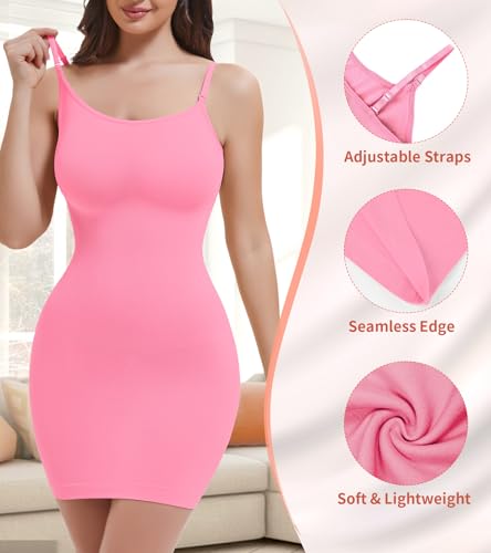 Image of Shapewear Slips for Under Dresses, Full Slip Dress for Women Tummy Control Body Shaper Seamless Shaping Dress