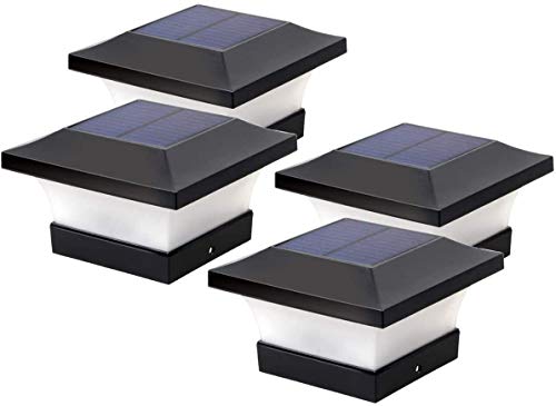 Bprtcra - Lámpara de pared para jardín al aire libre, LED, pilar solar, resistente al agua, para vallas, jardines, pabellones, calles, 4 unidades
