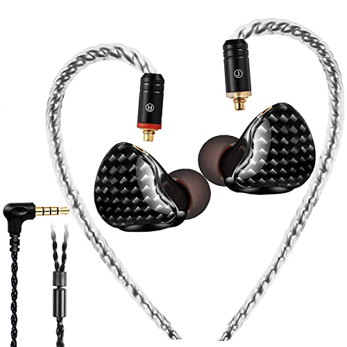 In Ear Monitors Headphone in Ear Earbuds Wired Earphone Dual Drivers Headphone with MMCX Detachable Cables,Noise-Isolating Earbud for Musicians Sweatproof Sports Headphone (Carbon fiber, no Mic)