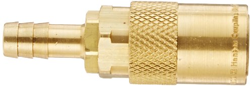 Image of Eaton Hansen FTS306V Brass Straight Hose Stem Hydraulic Fitting, Socket with Valve, 3 /8 inch Hose ID, 3 /8 inch Body