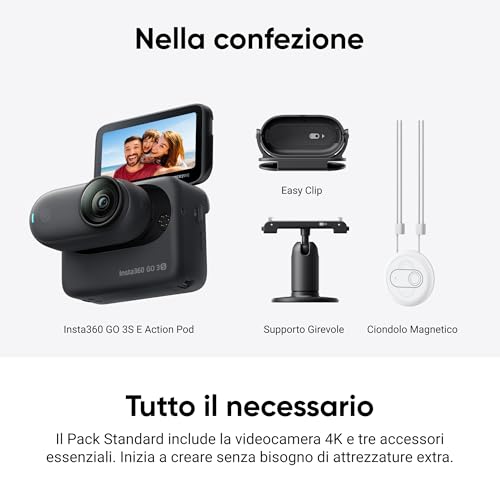 GO 3S Nero Notte (128GB) - Cam 4K per vlogging, POV a mani libere, montaggio magnetico, stabilizzazione, 140 minuti di autonomia, impermeabilità fino a 10 m, editing IA - Gadget - Immagine 7