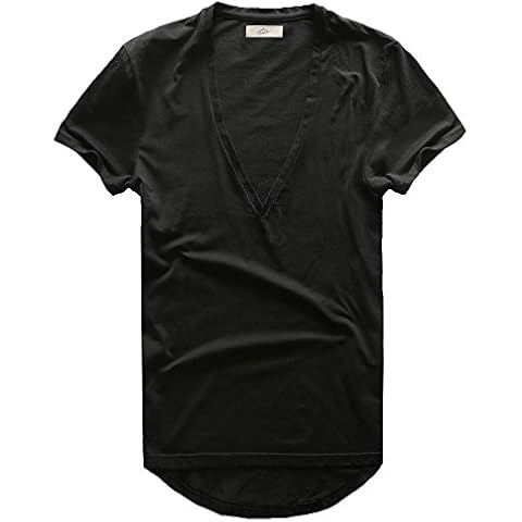 Zecmos Mens Deep V Neck T-Shirt Unisex Tshirt Male Vneck Tee Top Black M Cover